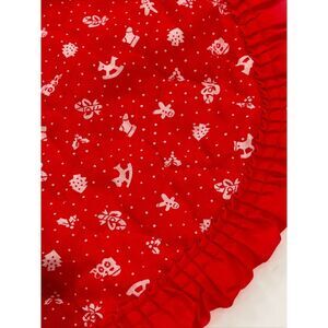 Set Of 4 Vintage Christmas Holiday Handmade Quilted Placemats Cottagecore Ruffle